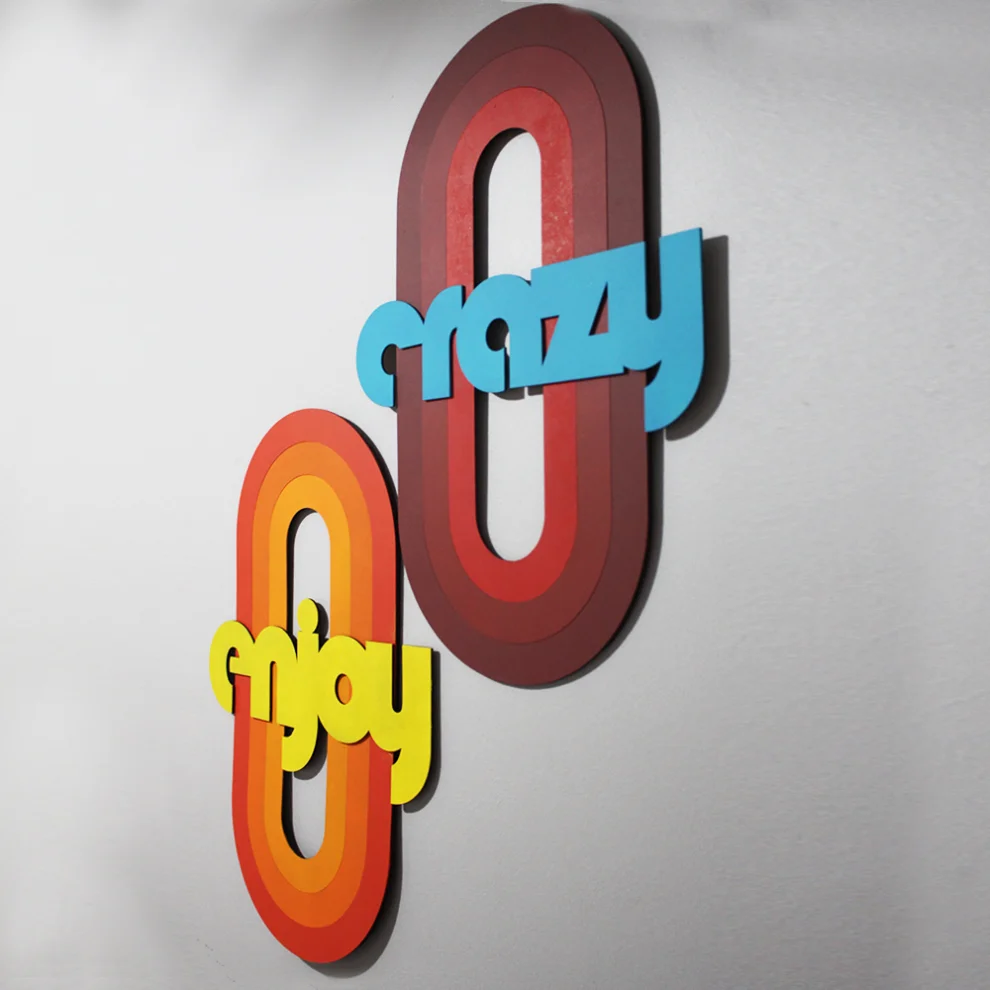 Karo Design - Enjoy-crazy-bepositive 3'lü Duvar Dekorasyon Ürünleri