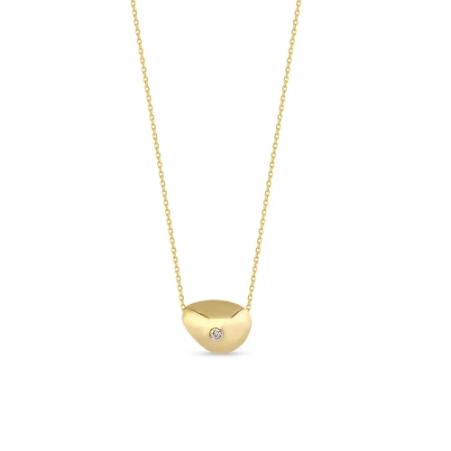 Orena Jewelry - Drop Detailed 14k Solid Gold Diamond Necklace