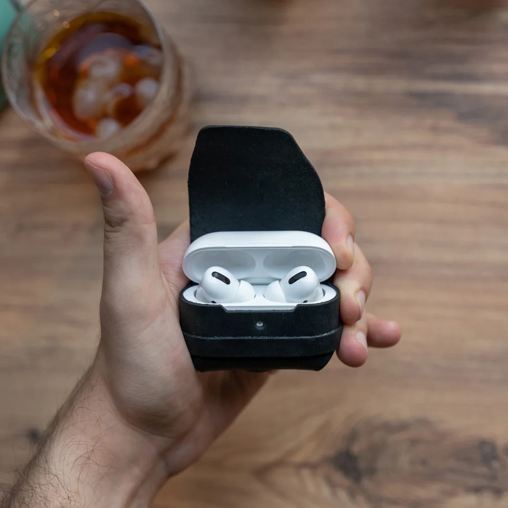 minimal X design - Apple Airpods Pro Kılıfı - Gerçek Deri Ve El Yapımı - Airpods Pro 1. Nesil Uyumlu