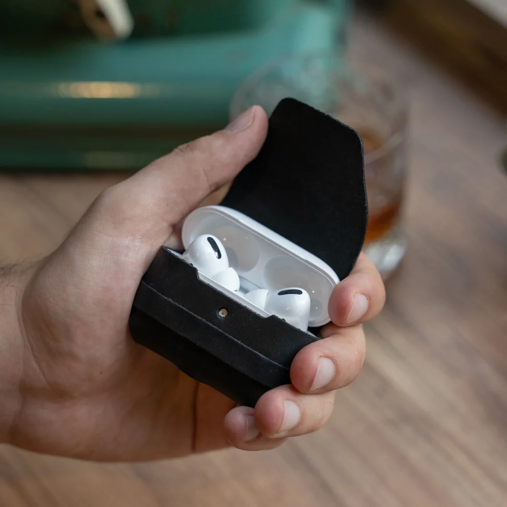 minimal X design - Apple Airpods Pro Kılıfı - Gerçek Deri Ve El Yapımı - Airpods Pro 1. Nesil Uyumlu