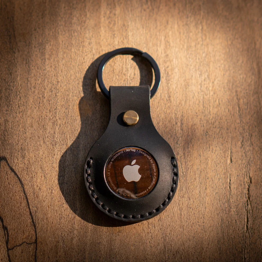 minimal X design - Apple Airtag Keychain - Genuine Leather And Handmade - Leather Airtag Sleeve