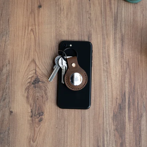 minimal X design - Apple Airtag Keychain - Genuine Leather And Handmade - Leather Airtag Sleeve