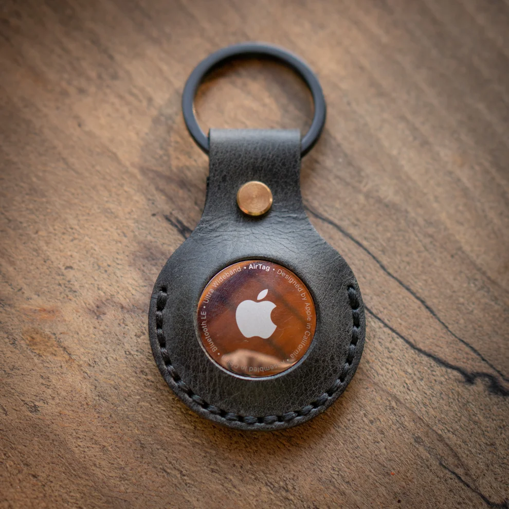 minimal X design - Apple Airtag Keychain - Genuine Leather And Handmade - Leather Airtag Sleeve