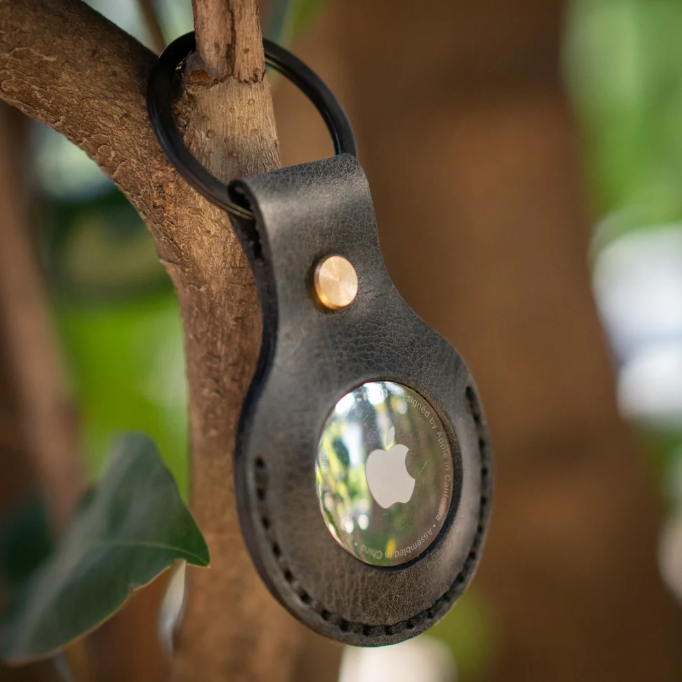 minimal X design - Apple Airtag Keychain - Genuine Leather And Handmade - Leather Airtag Sleeve