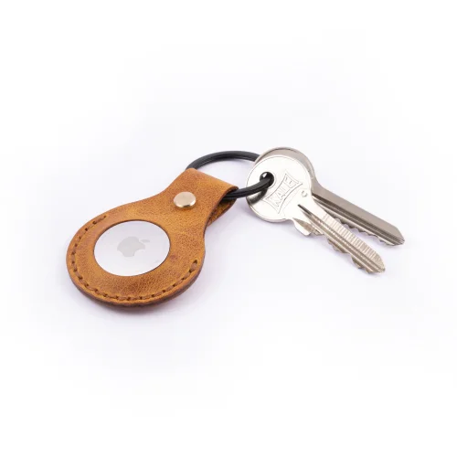 minimal X design - Apple Airtag Keychain - Genuine Leather And Handmade - Leather Airtag Sleeve