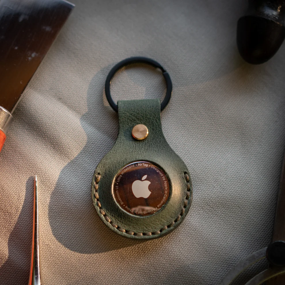 minimal X design - Apple Airtag Keychain - Genuine Leather And Handmade - Leather Airtag Sleeve