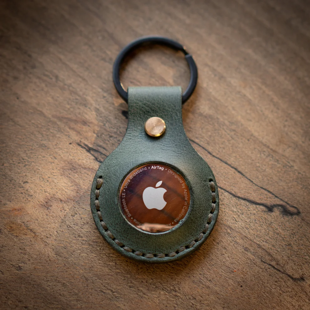 minimal X design - Apple Airtag Keychain - Genuine Leather And Handmade - Leather Airtag Sleeve