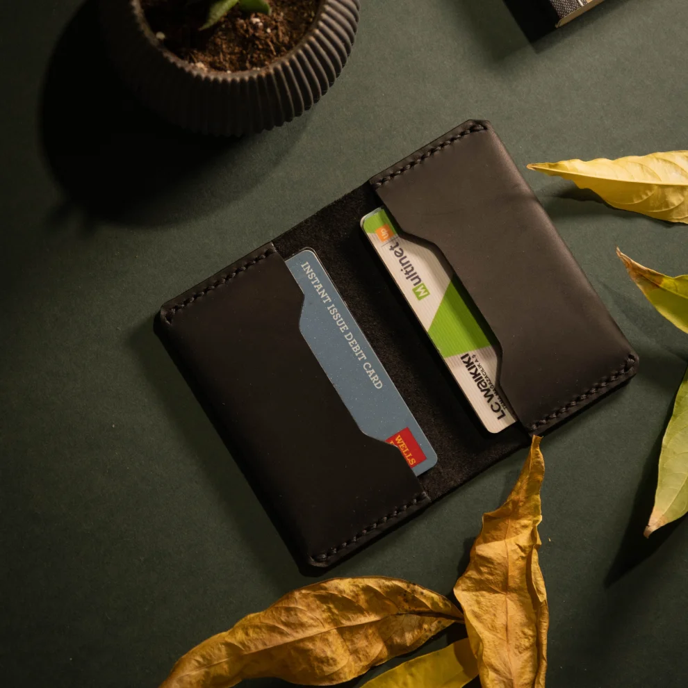 minimal X design - Fold Bifold Cardholder Wallet - More Capacity Minimalist Design - Genuine Leather And Handmade