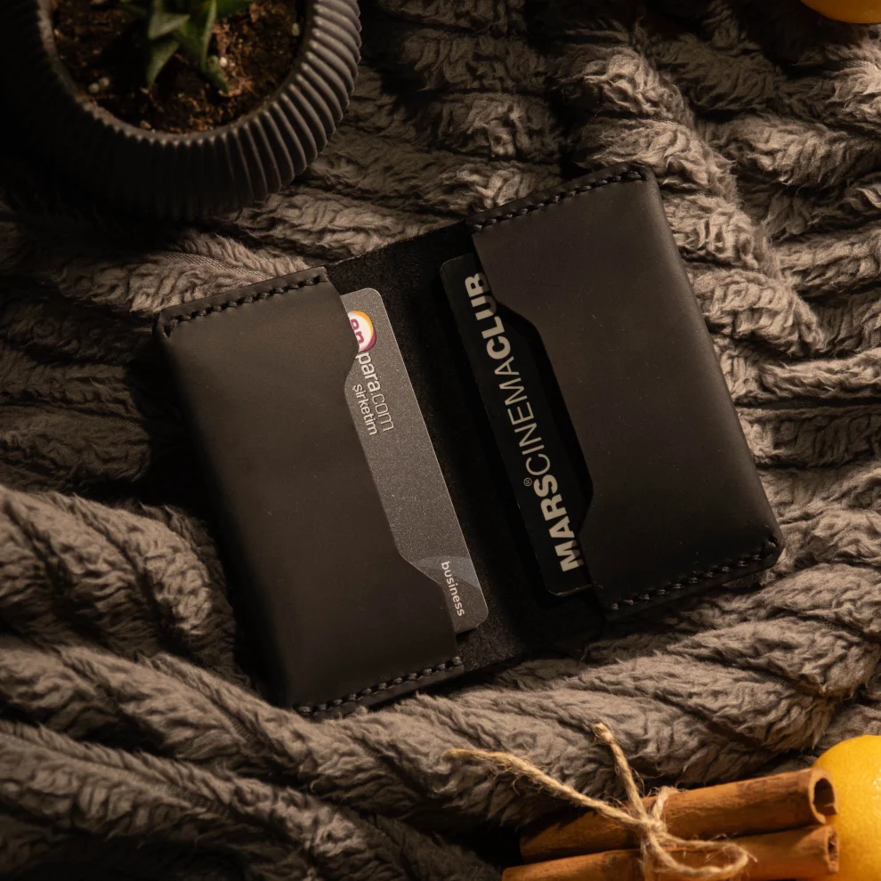 minimal X design - Fold Bifold Cardholder Wallet - More Capacity Minimalist Design - Genuine Leather And Handmade