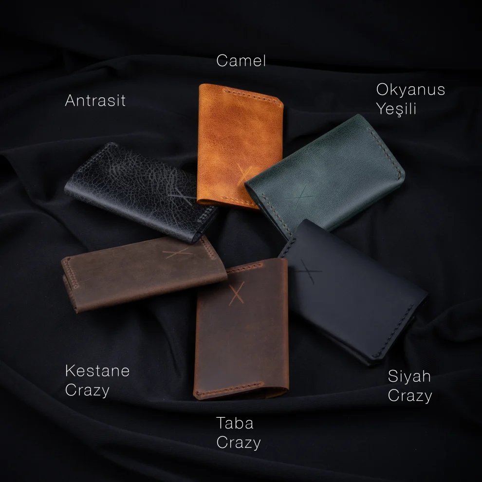 minimal X design - Fold Bifold Cardholder Wallet - More Capacity Minimalist Design - Genuine Leather And Handmade