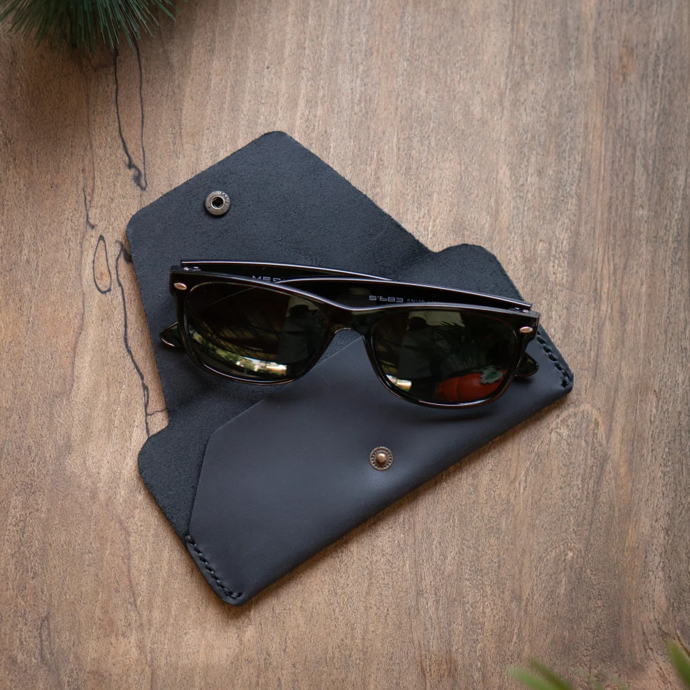 minimal X design - Glasses Sleeve - Sunglasses Case - Minimalist - Genuine Leather And Handmade