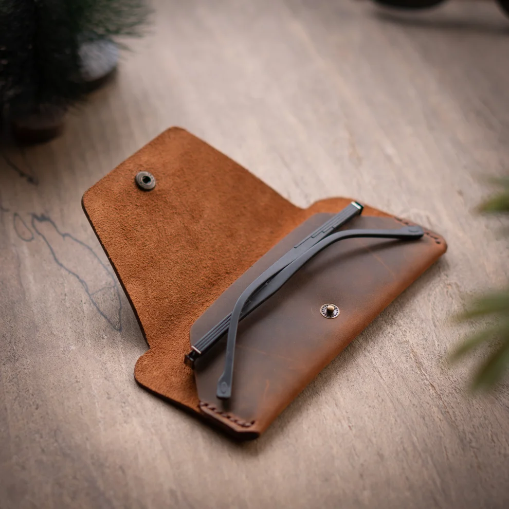 minimal X design - Glasses Sleeve - Sunglasses Case - Minimalist - Genuine Leather And Handmade