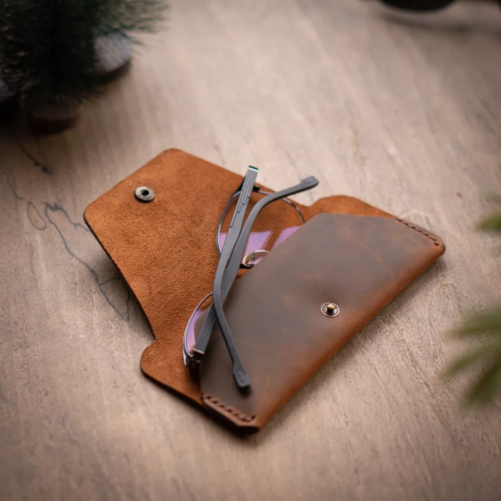 minimal X design - Glasses Sleeve - Sunglasses Case - Minimalist - Genuine Leather And Handmade