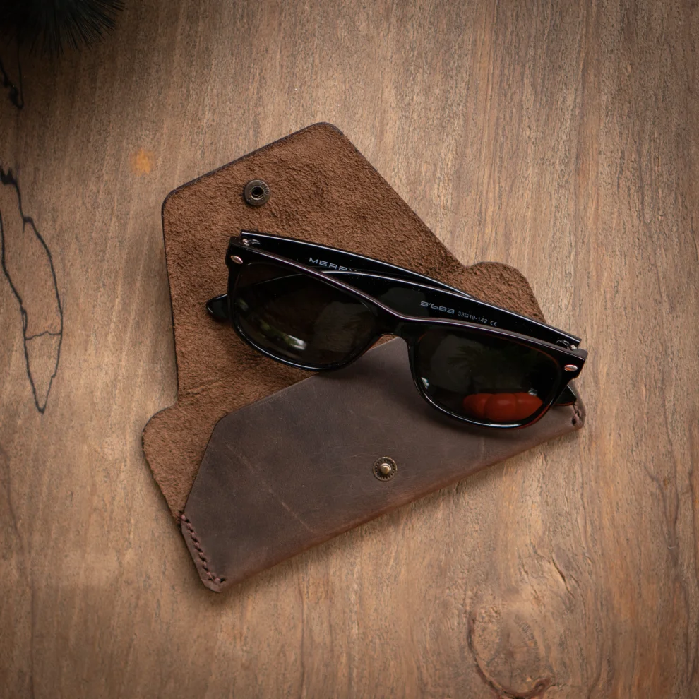 minimal X design - Glasses Sleeve - Sunglasses Case - Minimalist - Genuine Leather And Handmade
