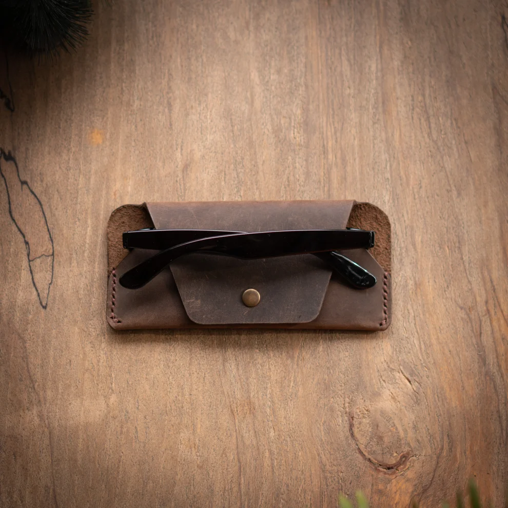 minimal X design - Glasses Sleeve - Sunglasses Case - Minimalist - Genuine Leather And Handmade