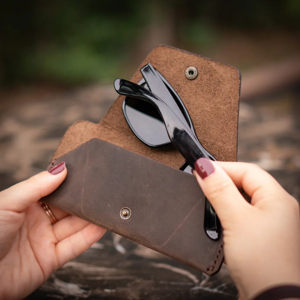 minimal X design - Glasses Sleeve - Sunglasses Case - Minimalist - Genuine Leather And Handmade