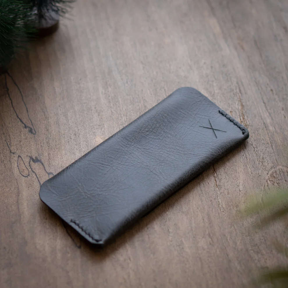 minimal X design - Glasses Sleeve - Sunglasses Case - Minimalist - Genuine Leather And Handmade