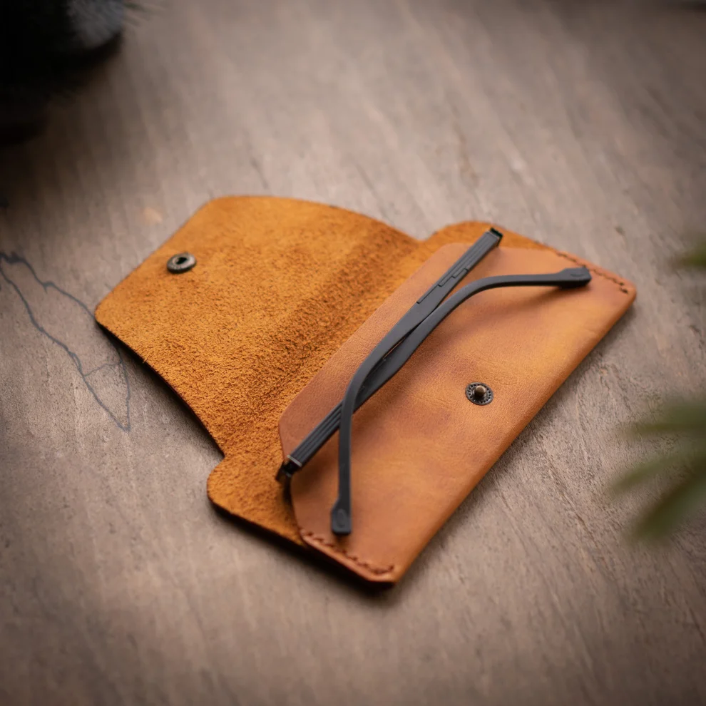 minimal X design - Glasses Sleeve - Sunglasses Case - Minimalist - Genuine Leather And Handmade