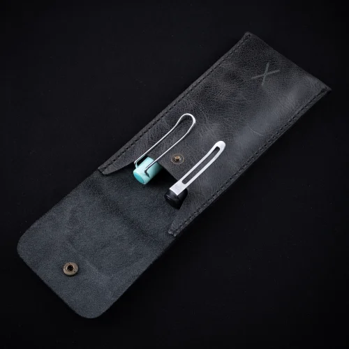 minimal X design - Leather Pen Holder - Pencil Case - Minimalist Design - Genuine Leather And Handmade
