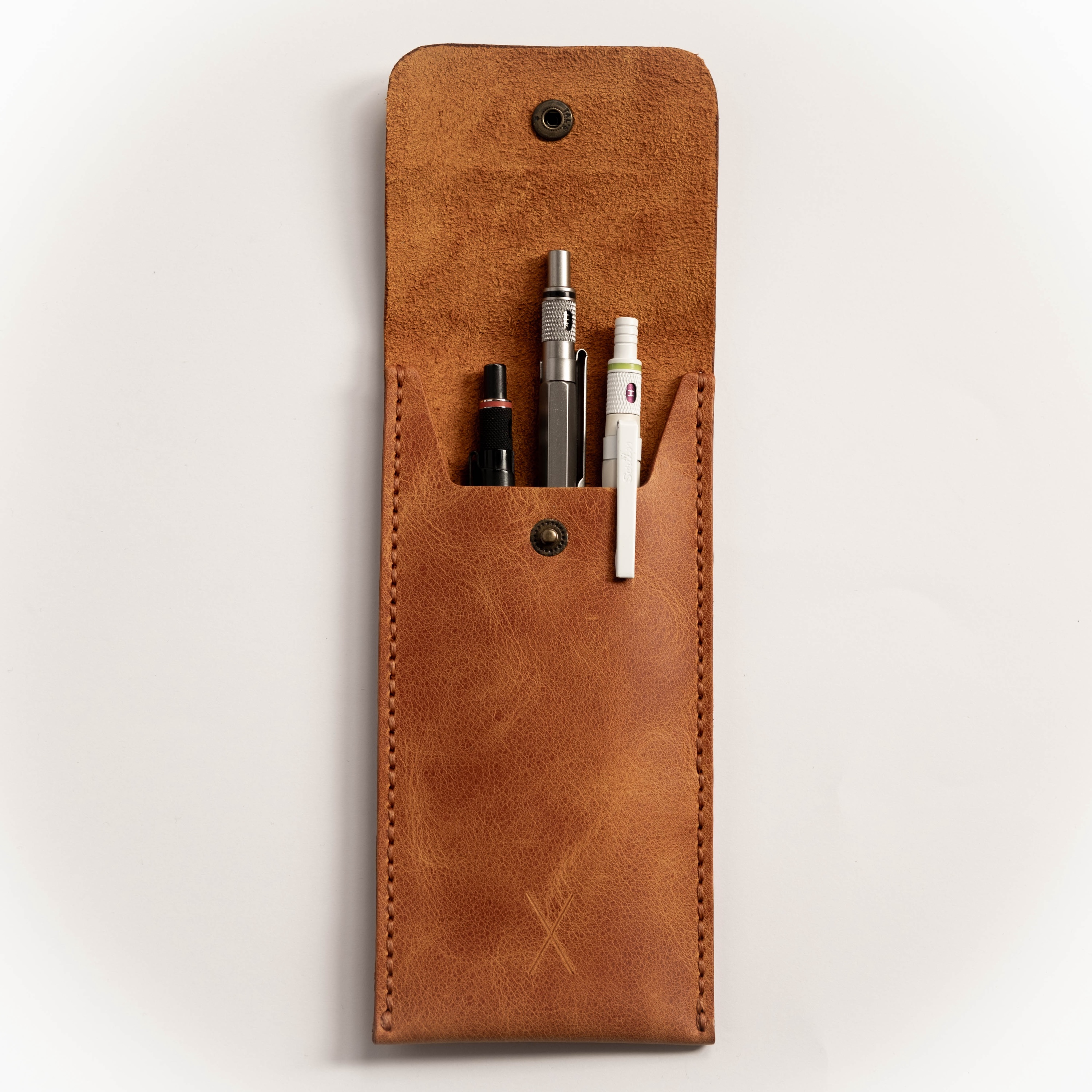 Leather Pen Holder - Pencil Case - Minimalist Design - Genuine Leather And Handmade