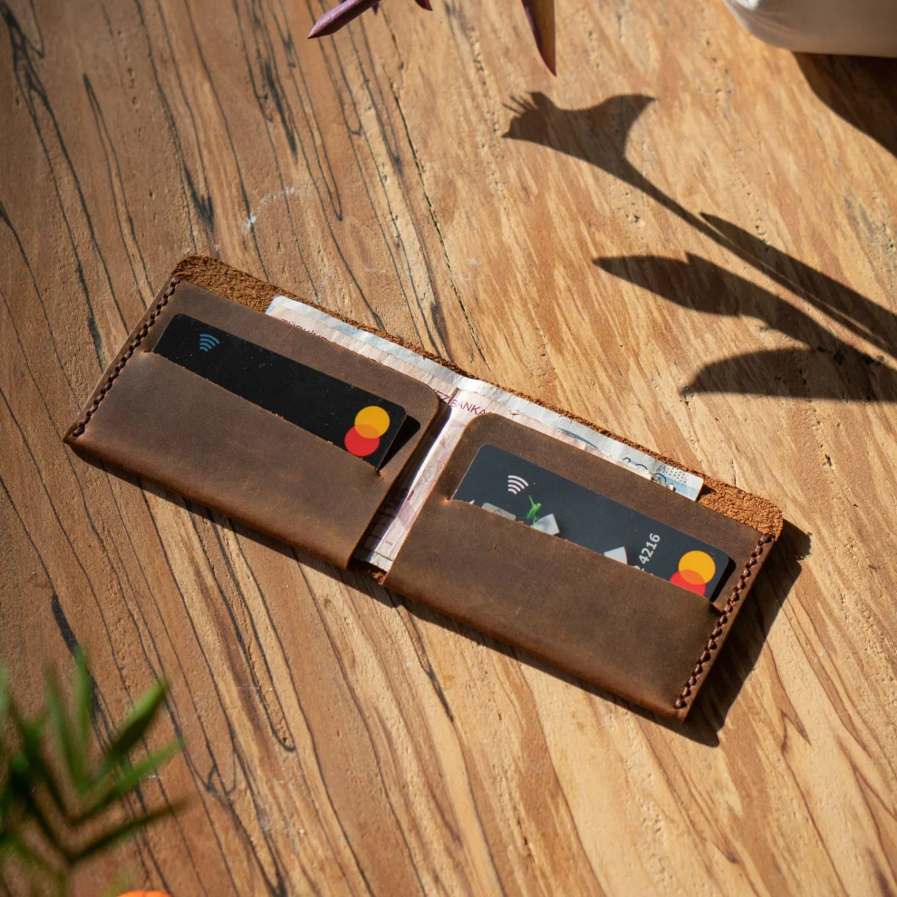 minimal X design - Genuine Leather Wallet - Minimalist Design - Handmade Bill Wallet