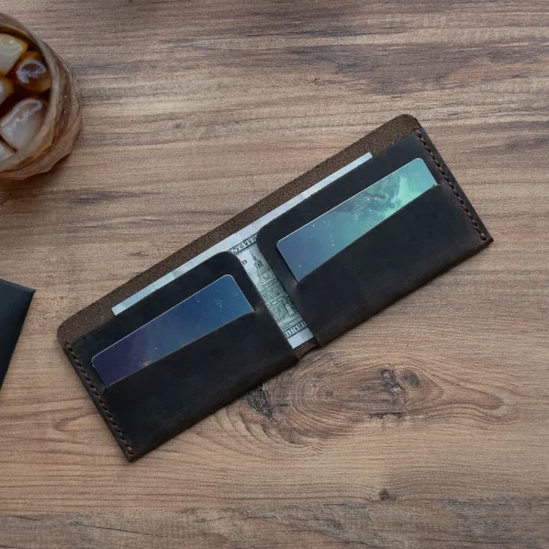 minimal X design - Genuine Leather Wallet - Minimalist Design - Handmade Bill Wallet