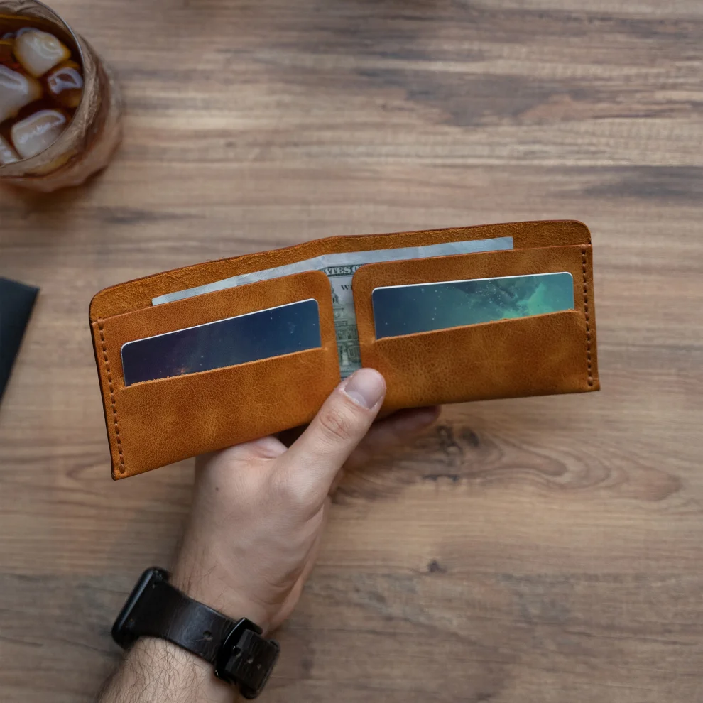 minimal X design - Genuine Leather Wallet - Minimalist Design - Handmade Bill Wallet