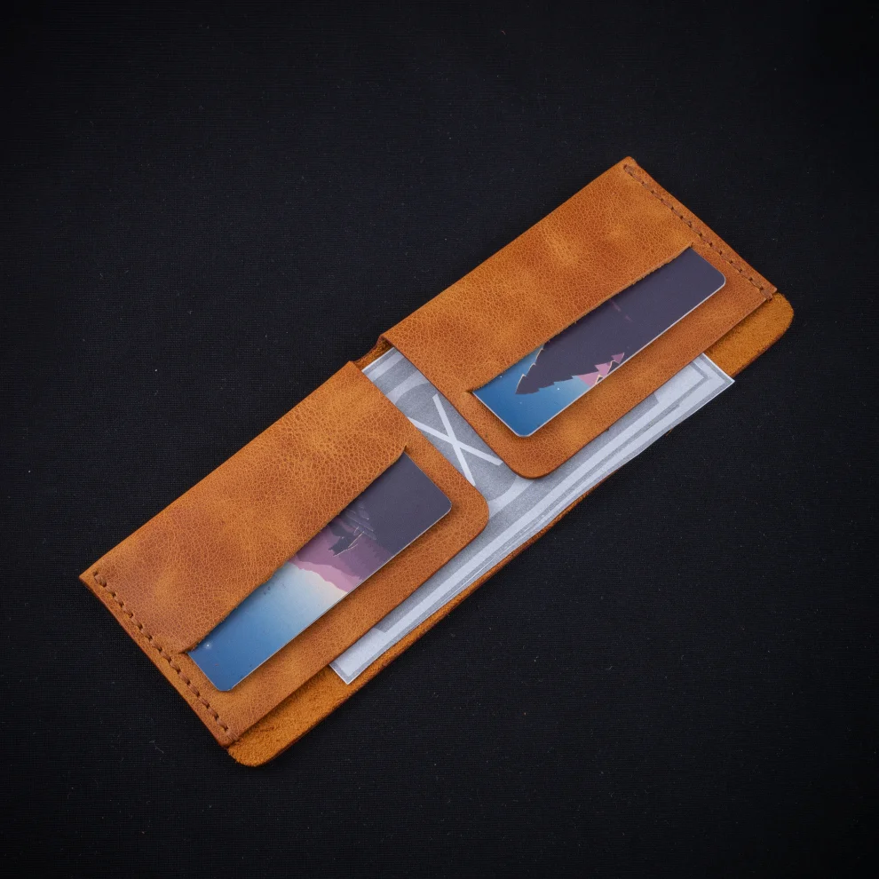 minimal X design - Genuine Leather Wallet - Minimalist Design - Handmade Bill Wallet