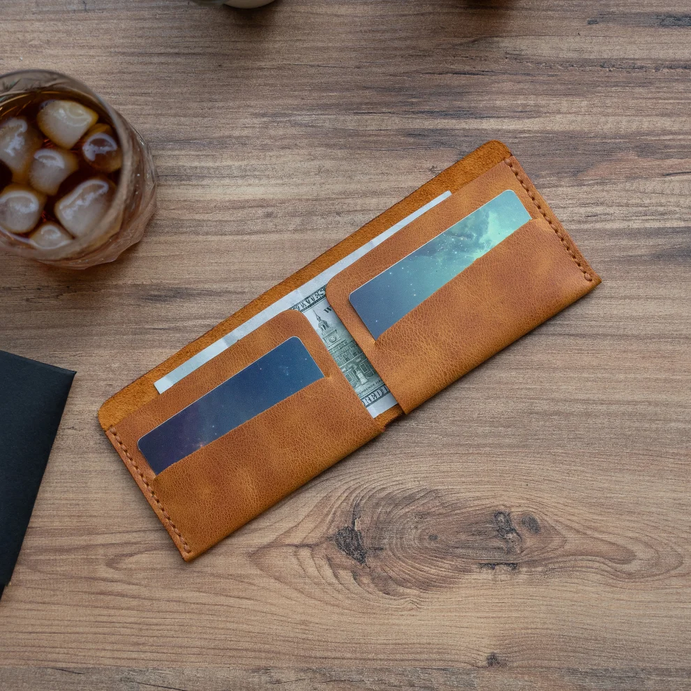 minimal X design - Genuine Leather Wallet - Minimalist Design - Handmade Bill Wallet