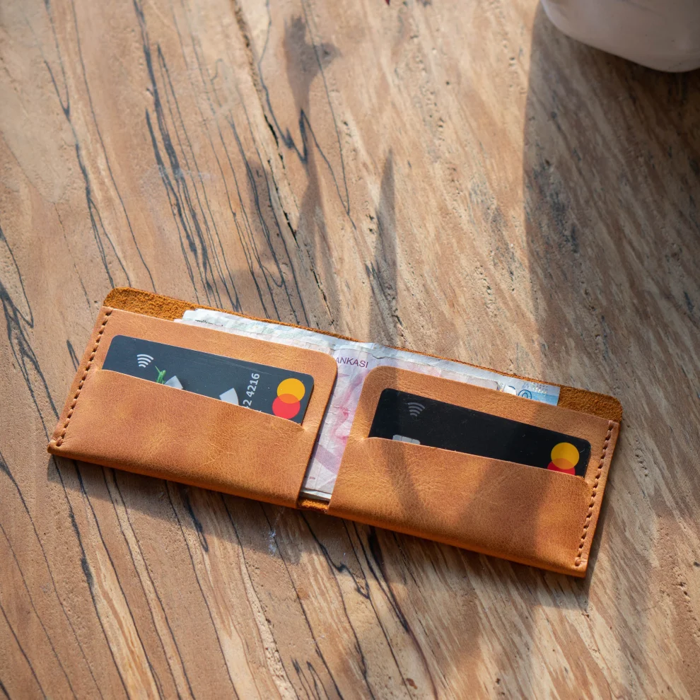 minimal X design - Genuine Leather Wallet - Minimalist Design - Handmade Bill Wallet