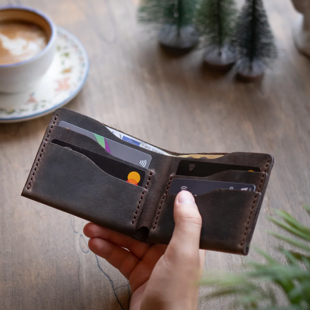 minimal X design - Classic Wallet - Genuine Leather And Handmade