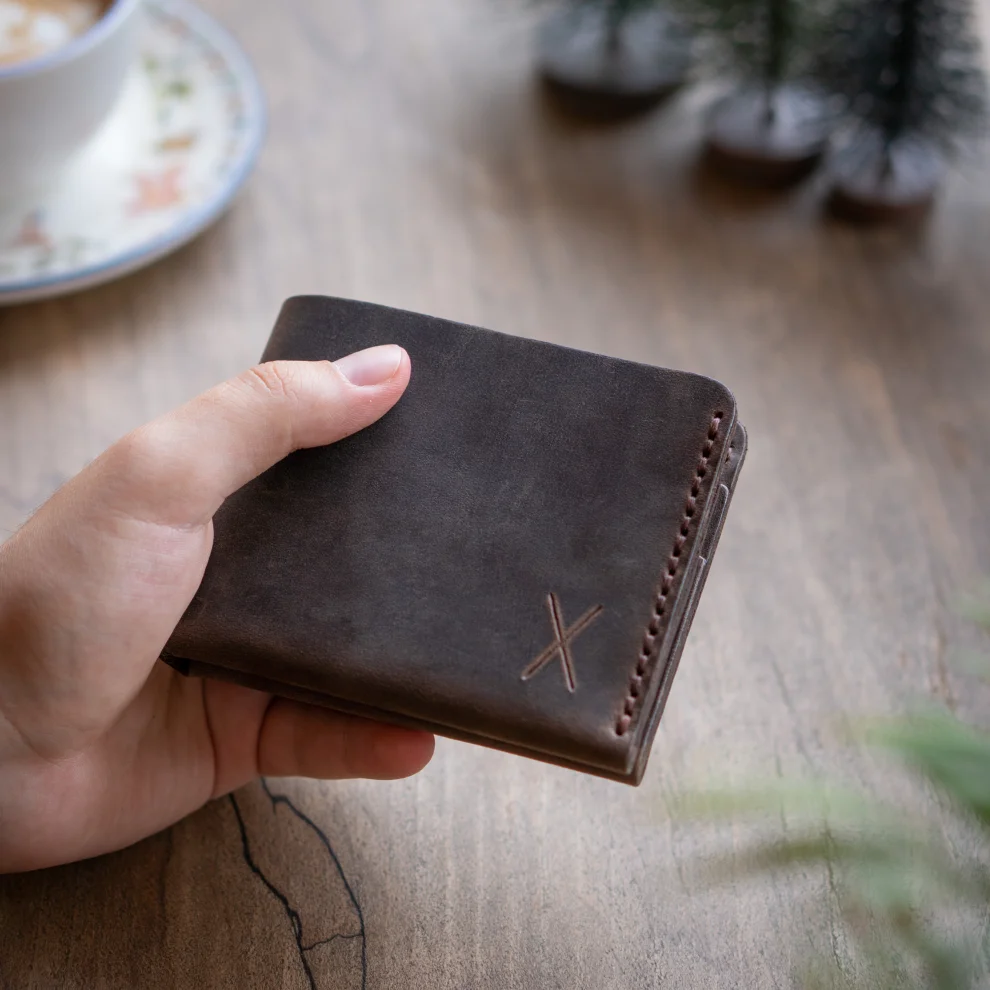 minimal X design - Classic Wallet - Genuine Leather And Handmade