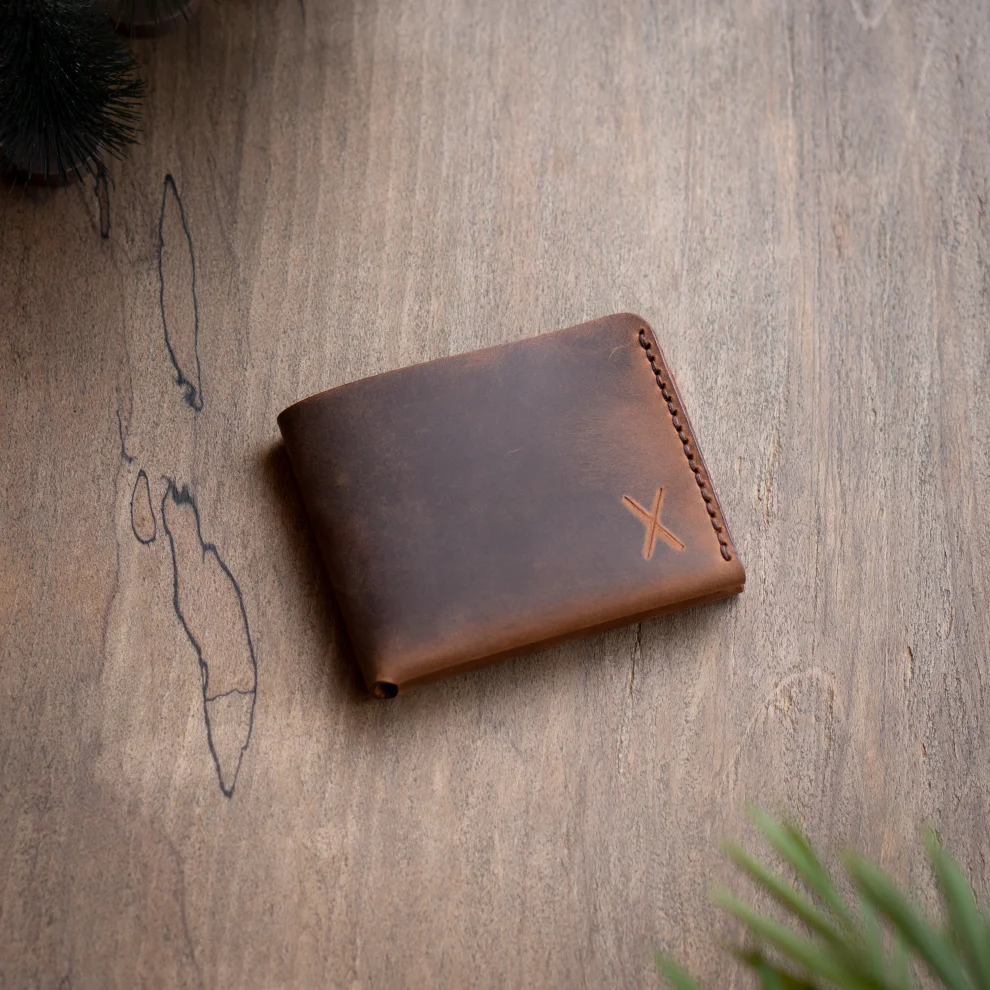 minimal X design - Classic Wallet - Genuine Leather And Handmade