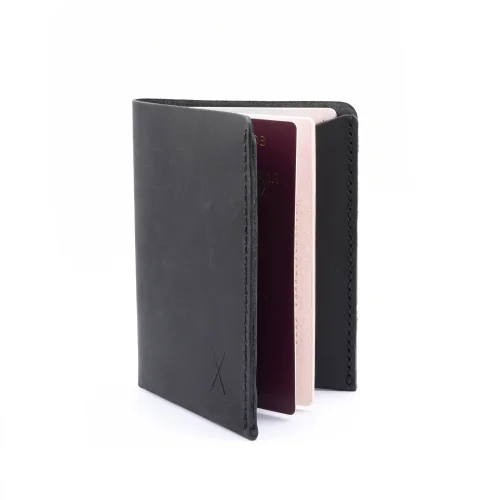 minimal X design - Passport Sleeve And Wallet - Minimalist - Genuine Leather And Handmade