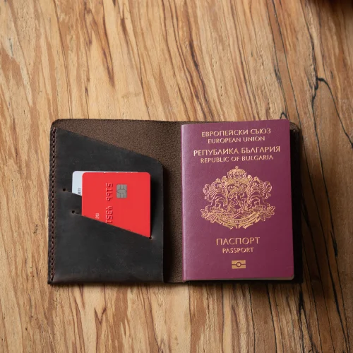 minimal X design - Passport Sleeve And Wallet - Minimalist - Genuine Leather And Handmade