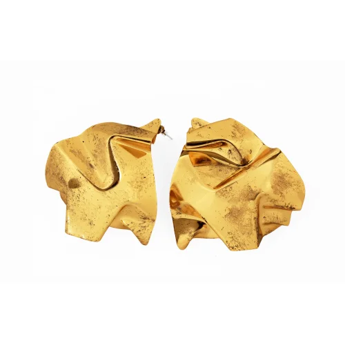 Kimi by Öykü Kaya - Antique Twist Gold Midi Earrings