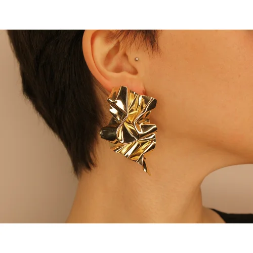 Kimi by Öykü Kaya - Twist Gold Plated Curly Earrings