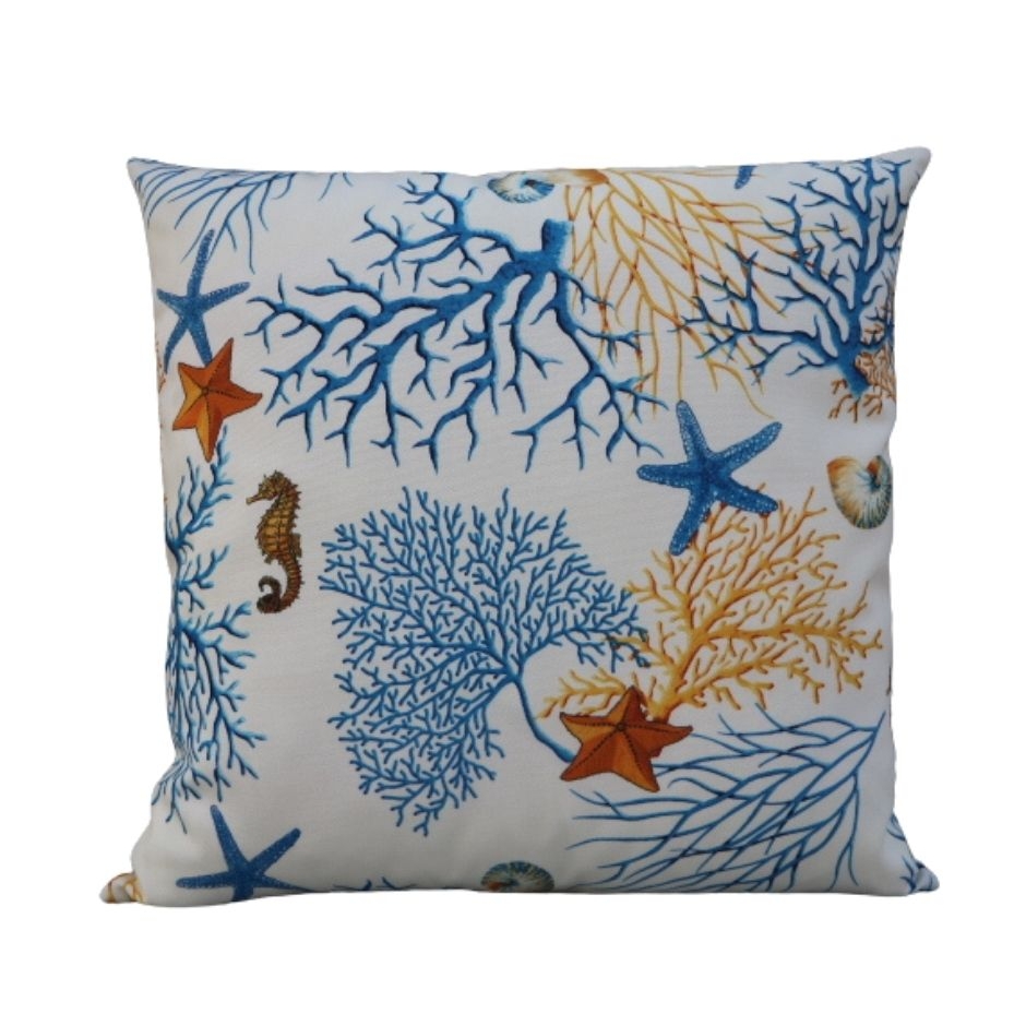 Coral And Seahorse Printed Pillow