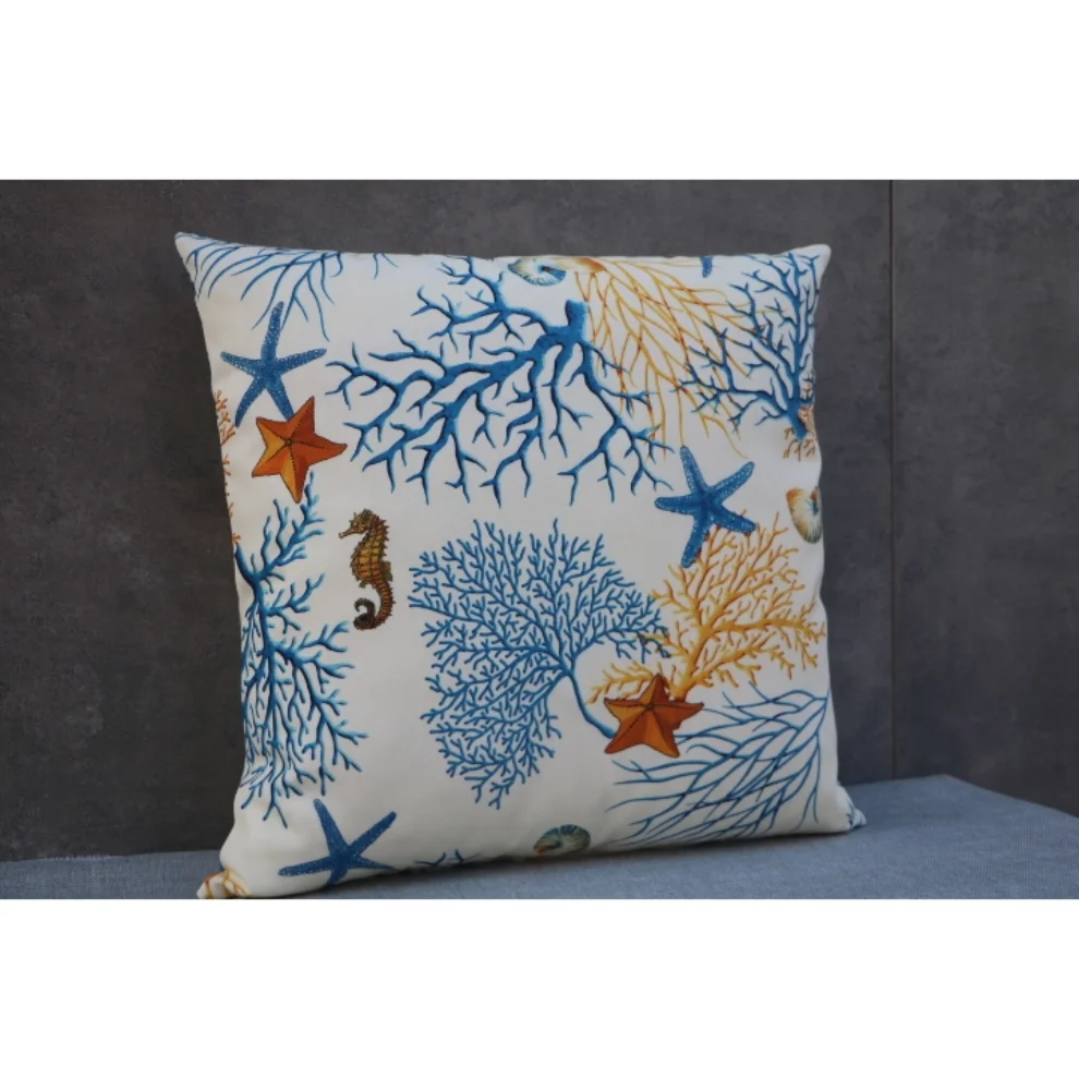 Dizayn Life - Coral And Seahorse Printed Pillow