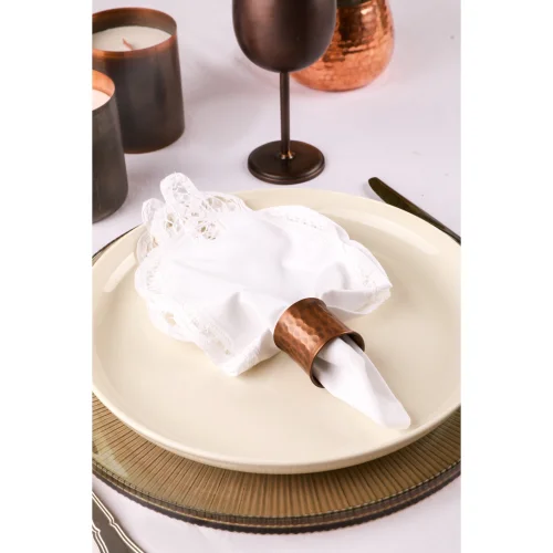 Gaia's Store - Ox Okside Bakır Peçete Halkası -4'lü Set-napkin Ring