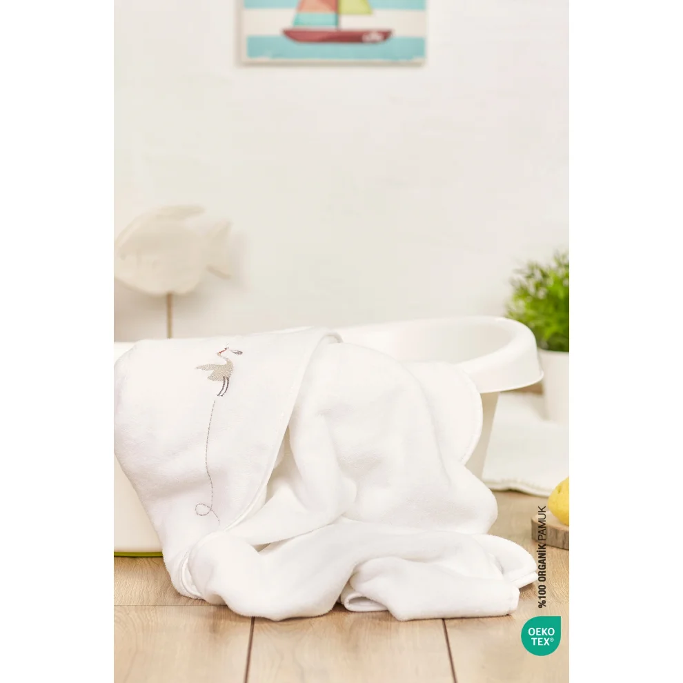 İrya - Bebe Marin kundak Havlu Beyaz 75x75