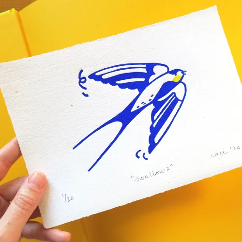 Çaçiçakaduz - Swallow 2 Lino Print