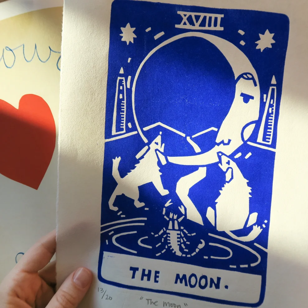 Çaçiçakaduz - The Moon Linoleum Print