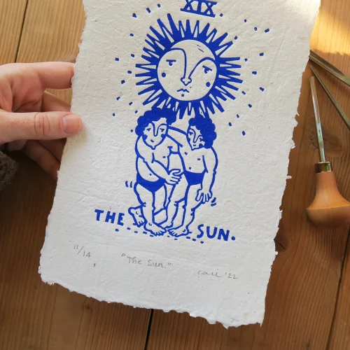Çaçiçakaduz - The Sun Linol Baskı