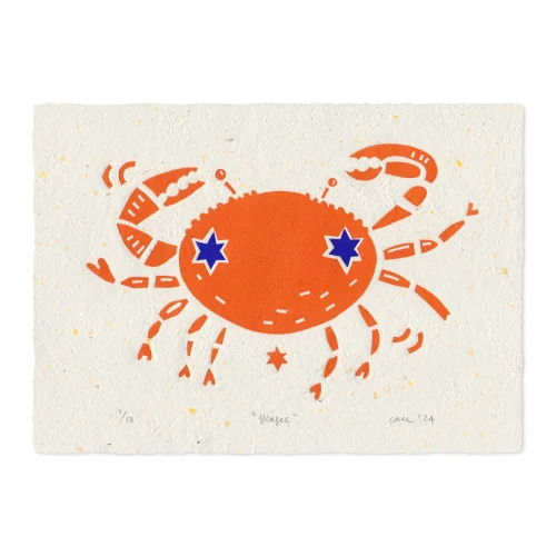 Çaçiçakaduz - Crab Linocut Print