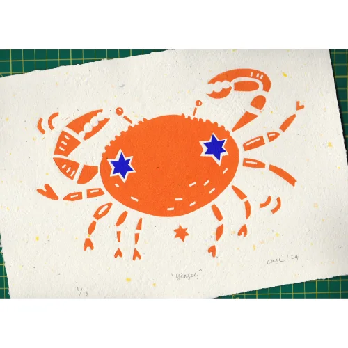 Çaçiçakaduz - Crab Linocut Print