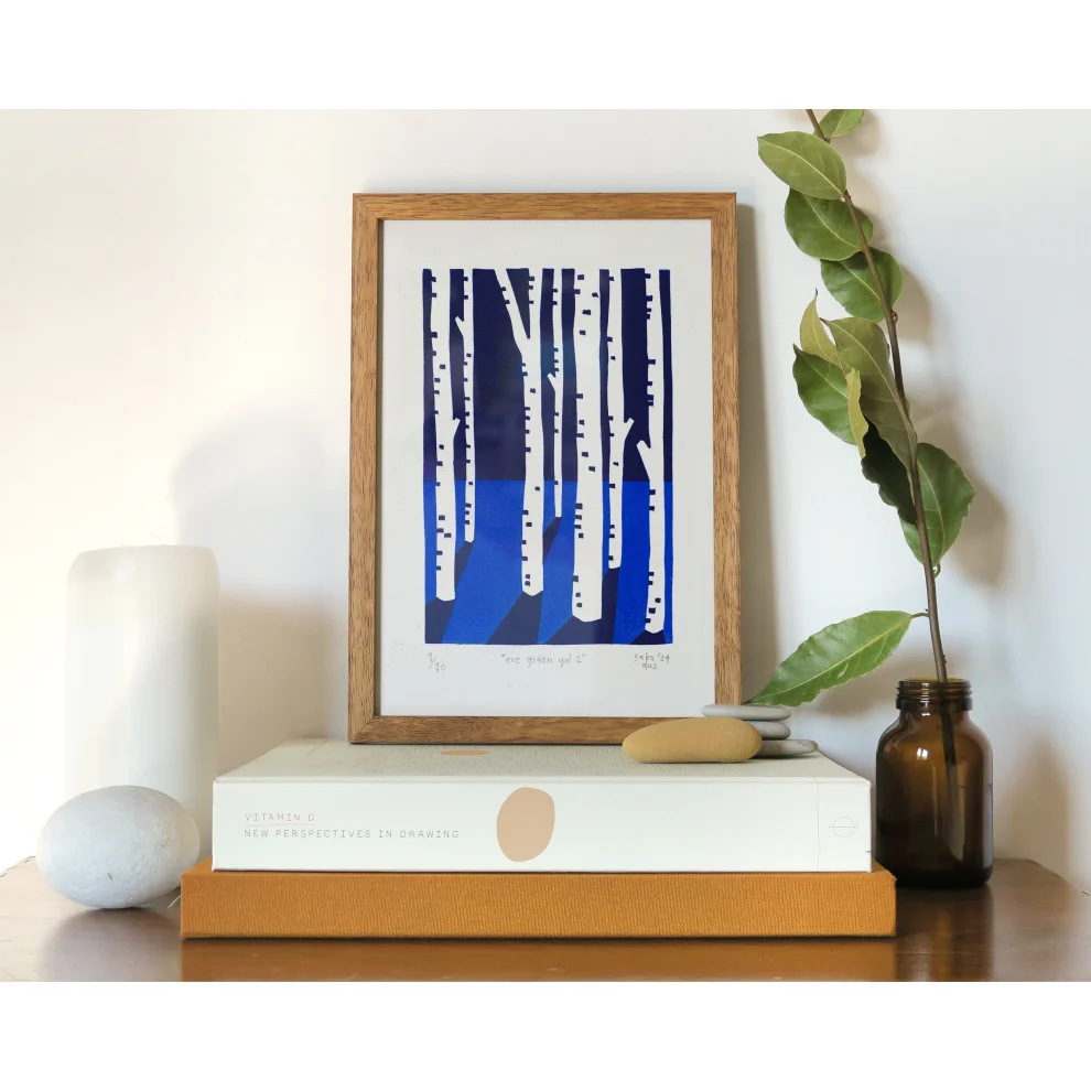 Çaçiçakaduz - Eve Giden Yol 2limba Wood Framed Linocut Print