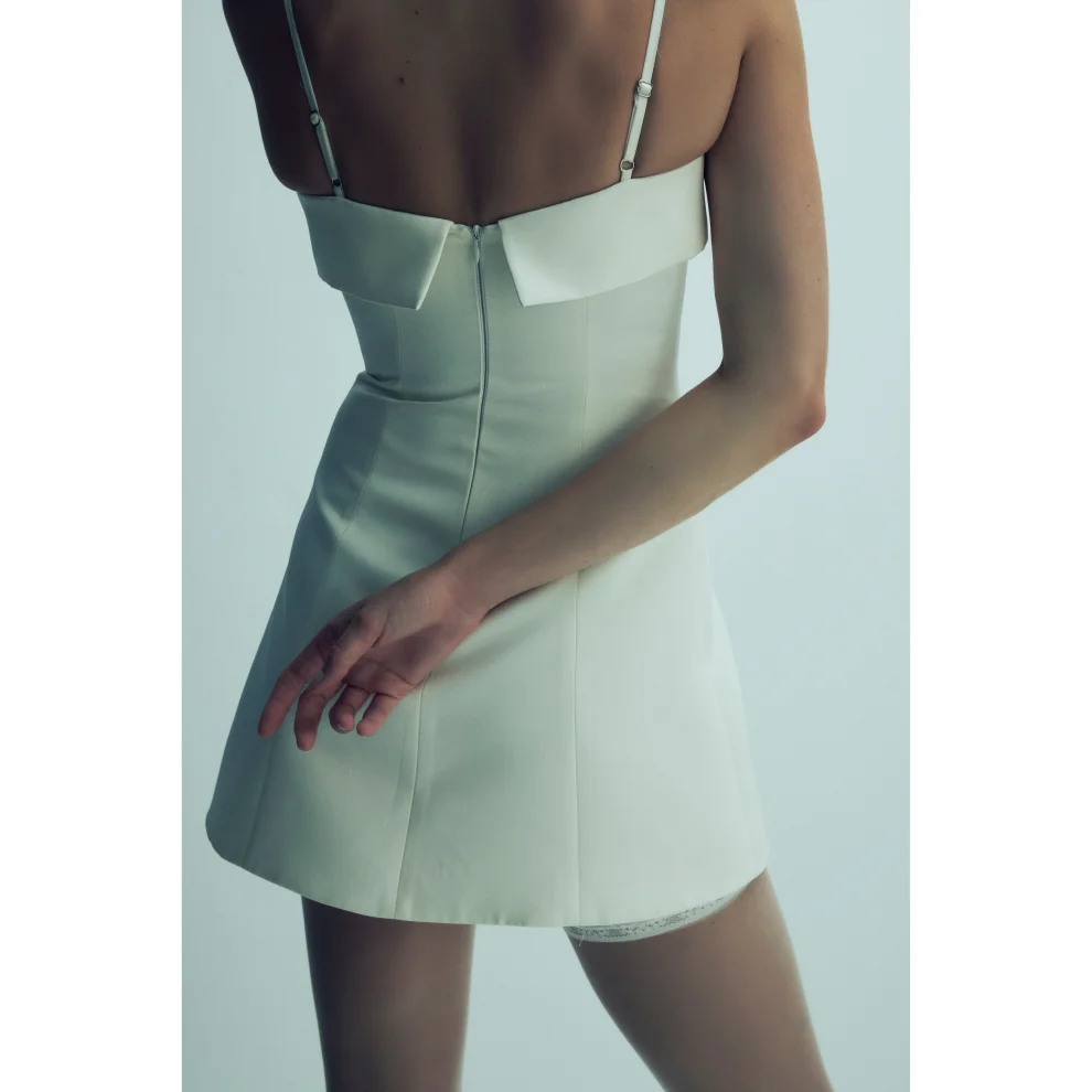 Nazlı Ceren - Gaia Mini Dress In Vanilla Ice