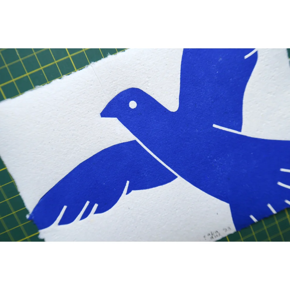 Çaçiçakaduz - Dove 3 Linocut Print