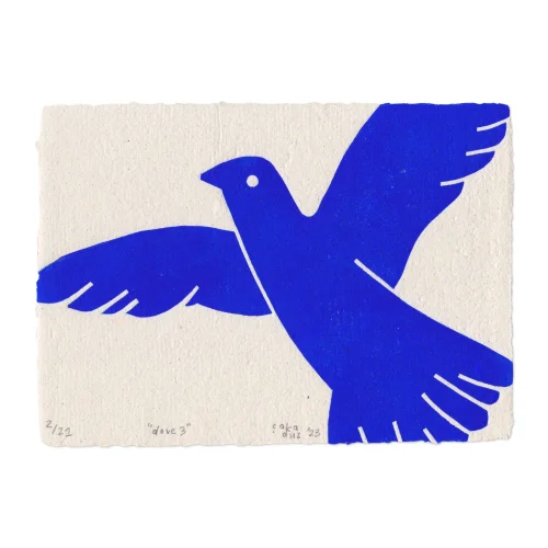 Çaçiçakaduz - Dove 3 Linocut Print